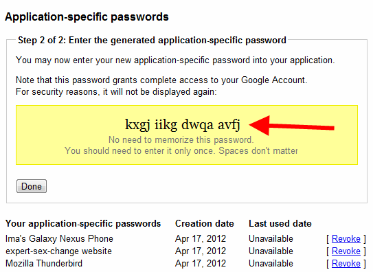 Google-generated-app-password