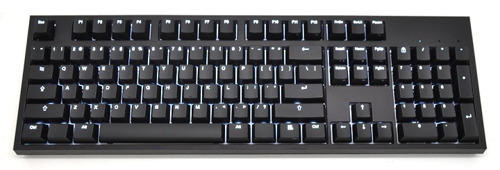 The CODE Keyboard, front image with backlight